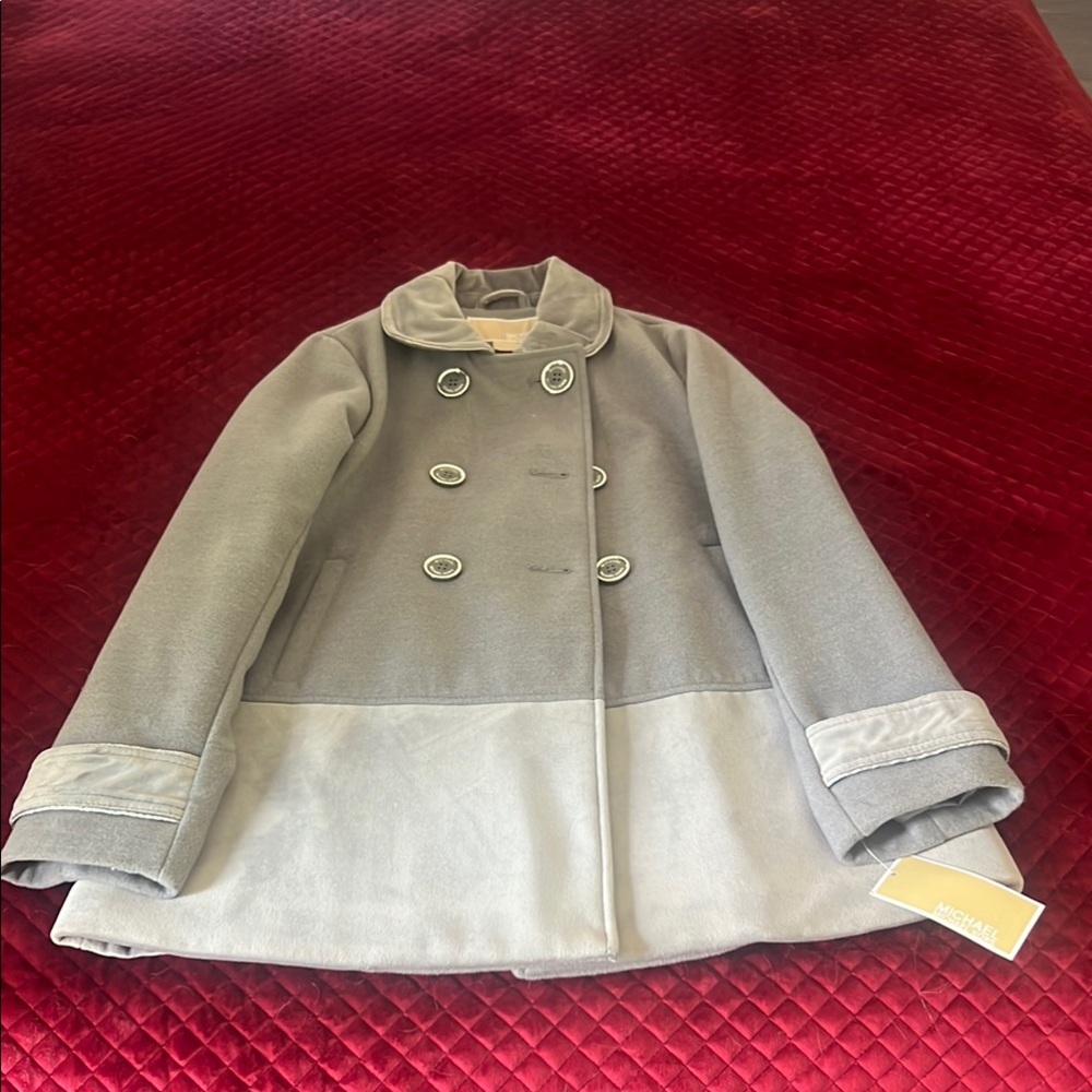 MICHAEL Michael Kors Gray Pea Coat with Tailored Silhouette